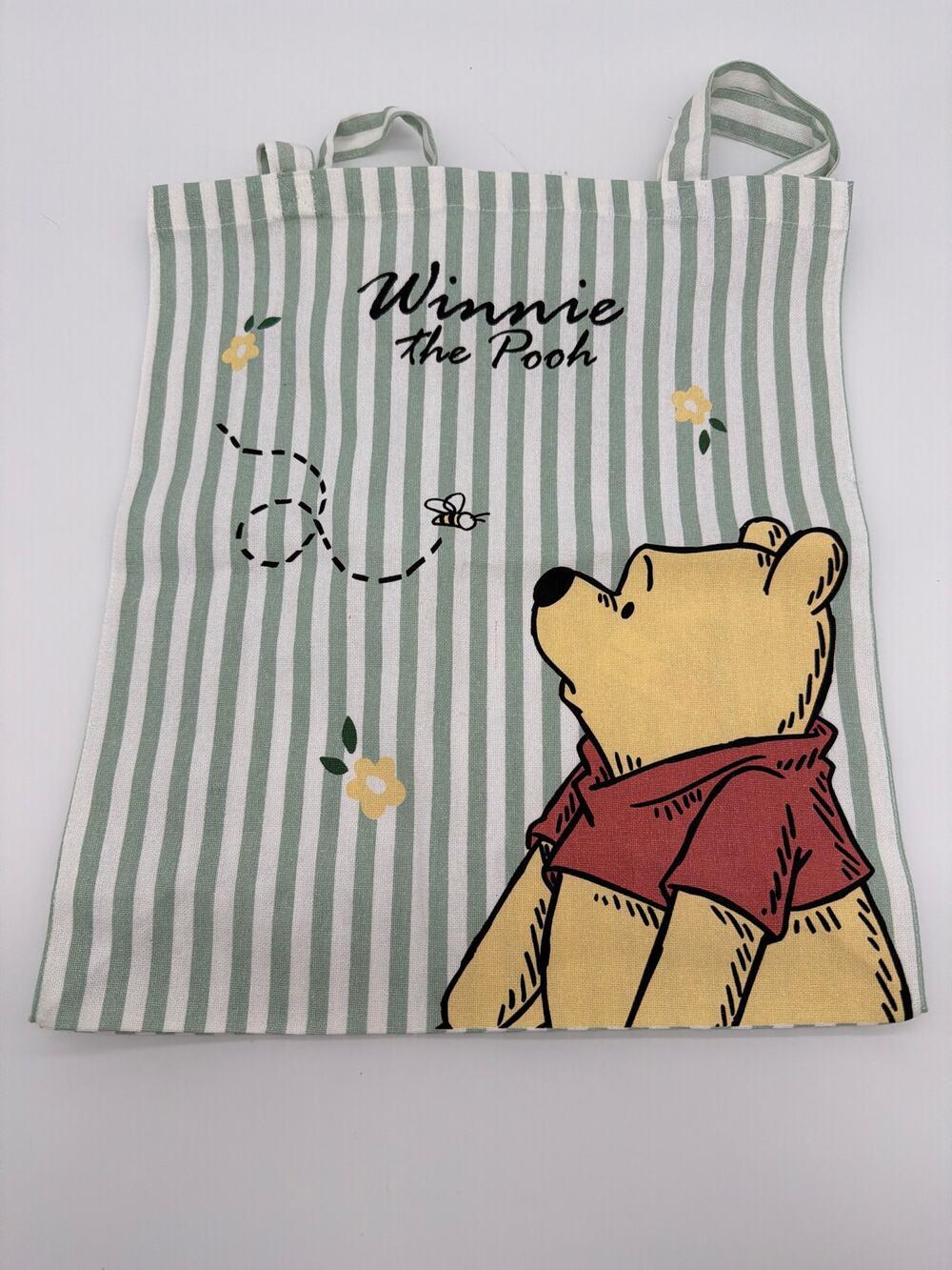 Disney Winnie the Pooh Tote Bag Bees Flowers Green Stripes Hundred Acre Woods